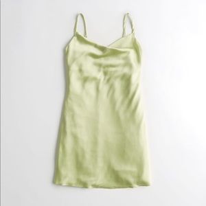 HOLLISTER light green satin sheer minidress